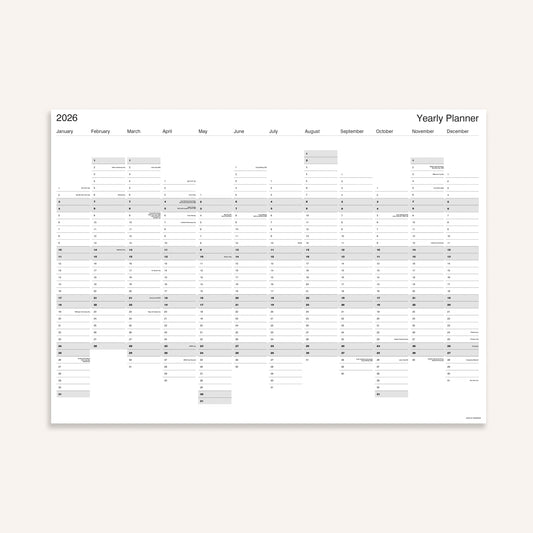 2026 Yearly Wall Planner
